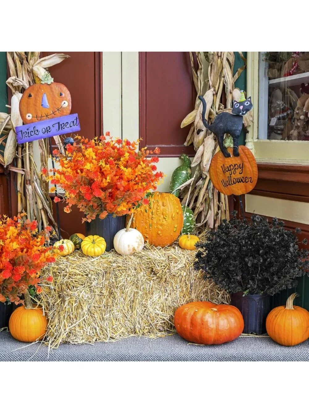 12 Bundles Faux Fall Flowers - No Fade Plastic Plants for Indoor/Outdoor Decor